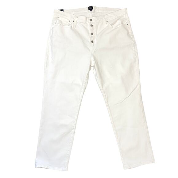 J. Crew Essential Straight Jeans Women's Size 35 White Denim Button Fly NWT - Picture 1 of 7